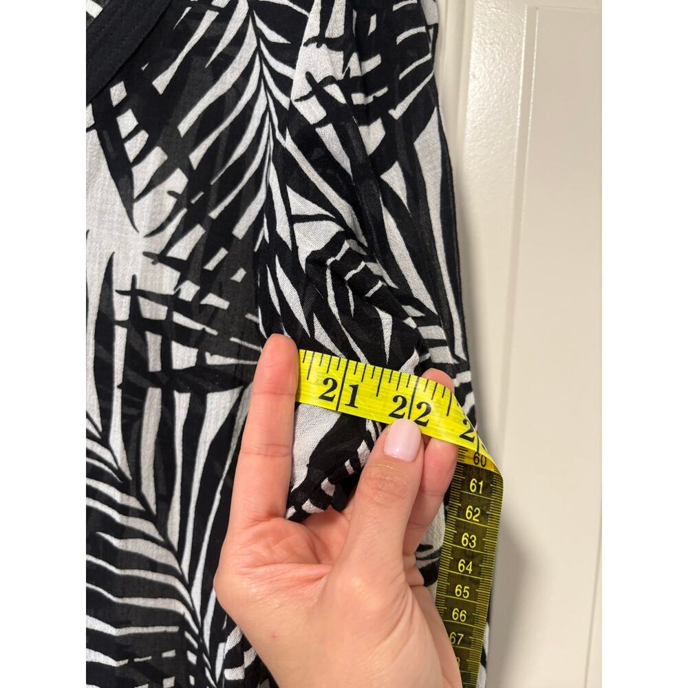 Lands’ End Swim Cover Up Tunic Medium 10-12 Black White Tropical Palm Cotton - Picture 6 of 7